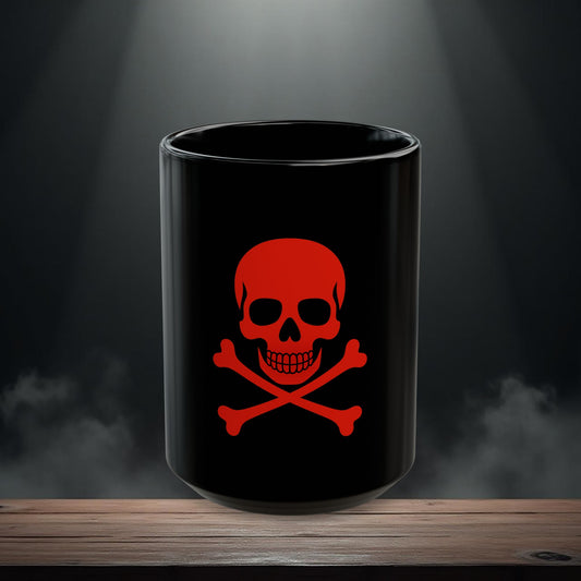 Skull and Crossbones Black Mug